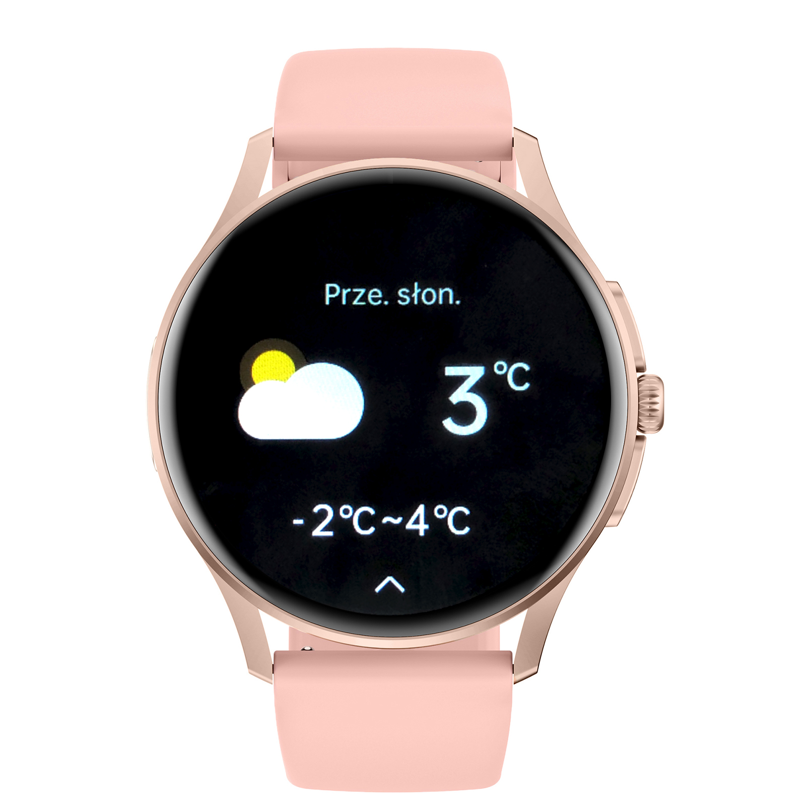 Damski smartwatch Enter Candice na różowym pasku z dostępną funkcją informowania o aktualnej pogodzie