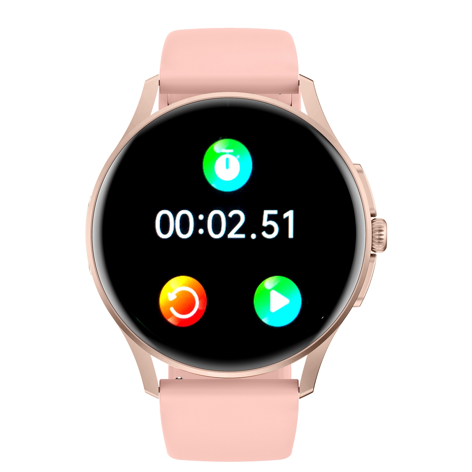 Damski smartwatch Enter Candice na różowym pasku funkcją stopera pozwalającym zmierzyć czas