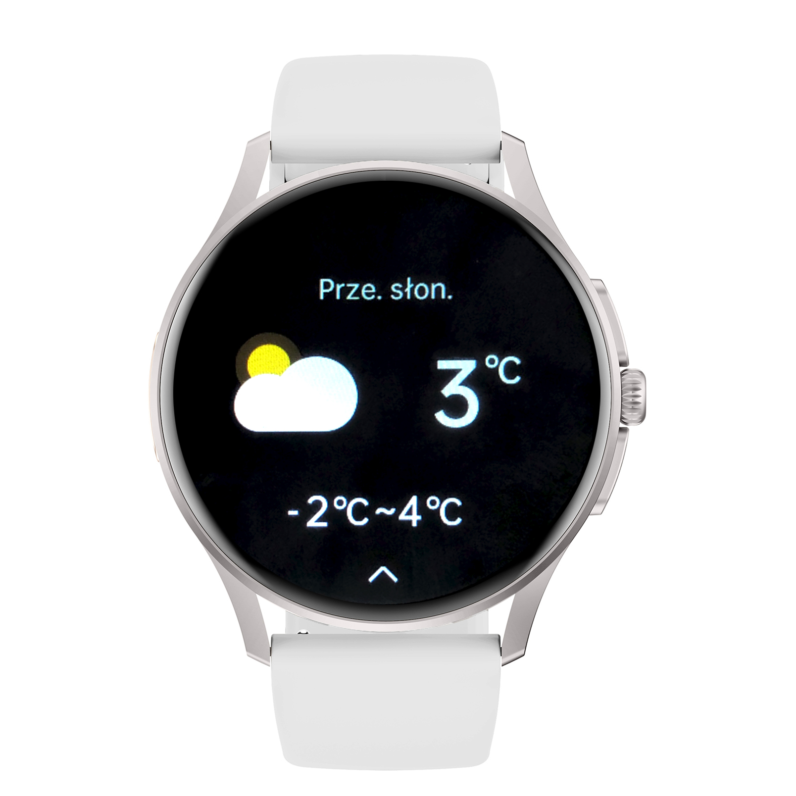 Damski smartwatch Enter Candice na białym pasku z dostępną funkcją informowania o aktualnej pogodzie