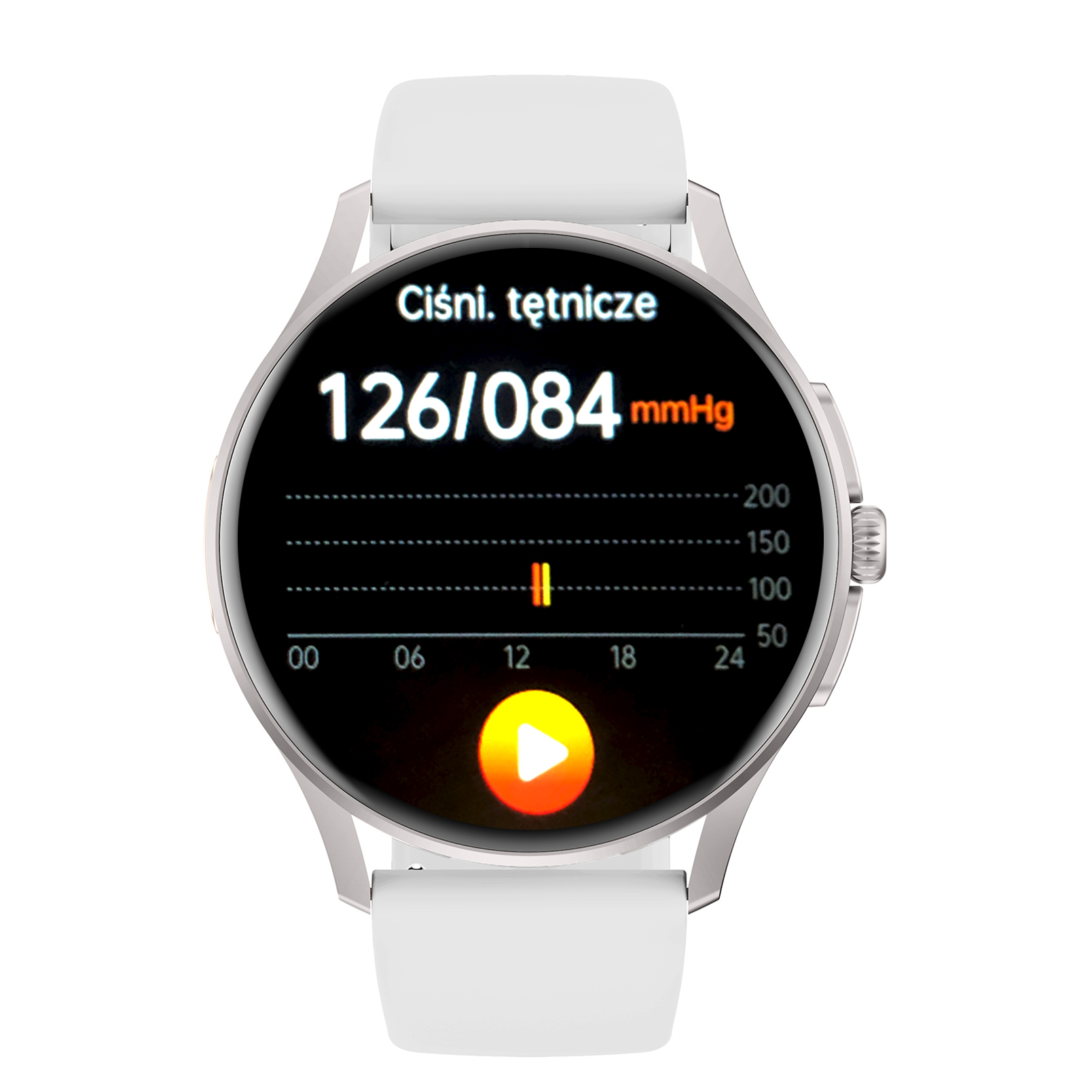Damski smartwatch Enter Candice na bialym pasku z funkcją ciśnienia krwi
