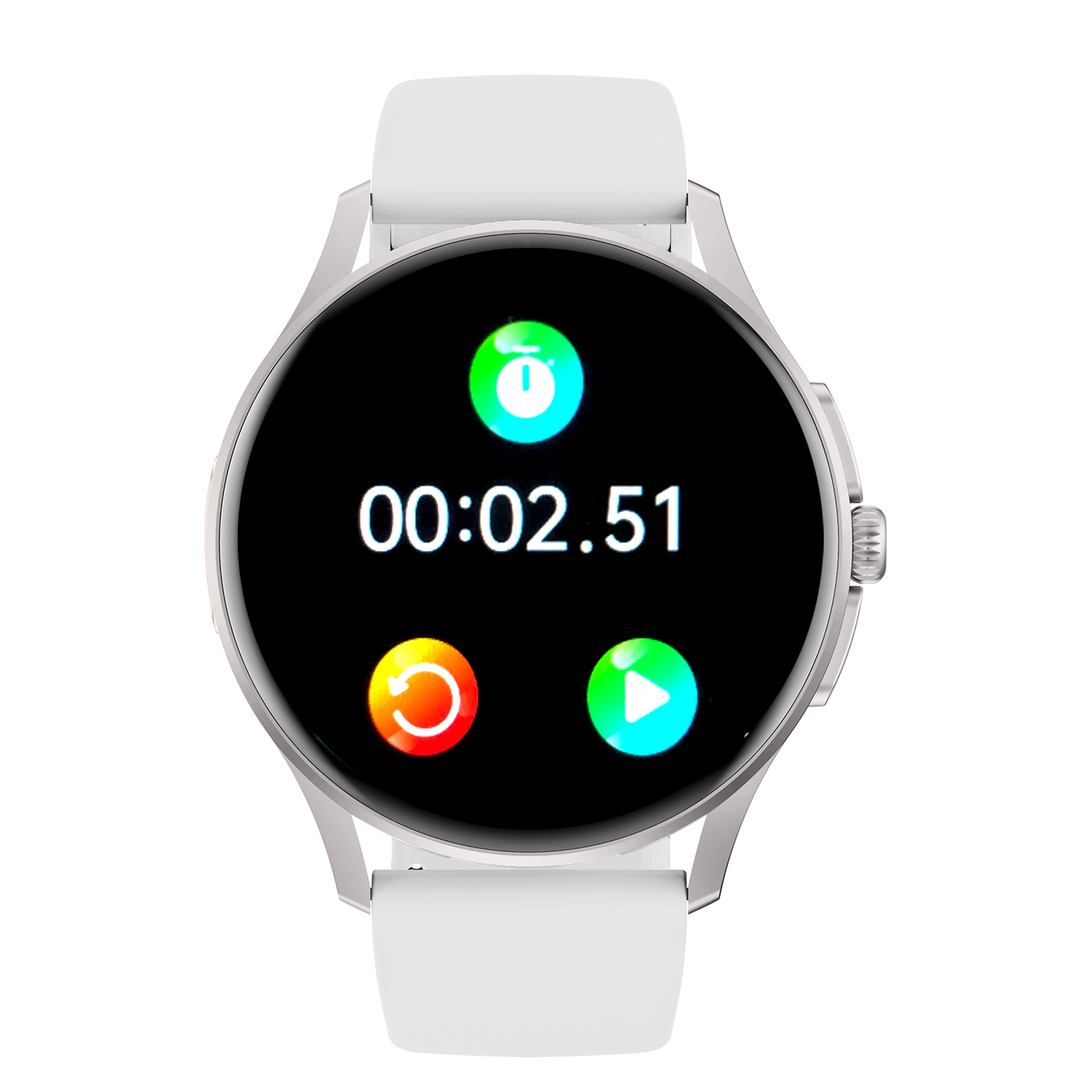Damski smartwatch Enter Candice na białym pasku funkcją stopera pozwalającym zmierzyć czas