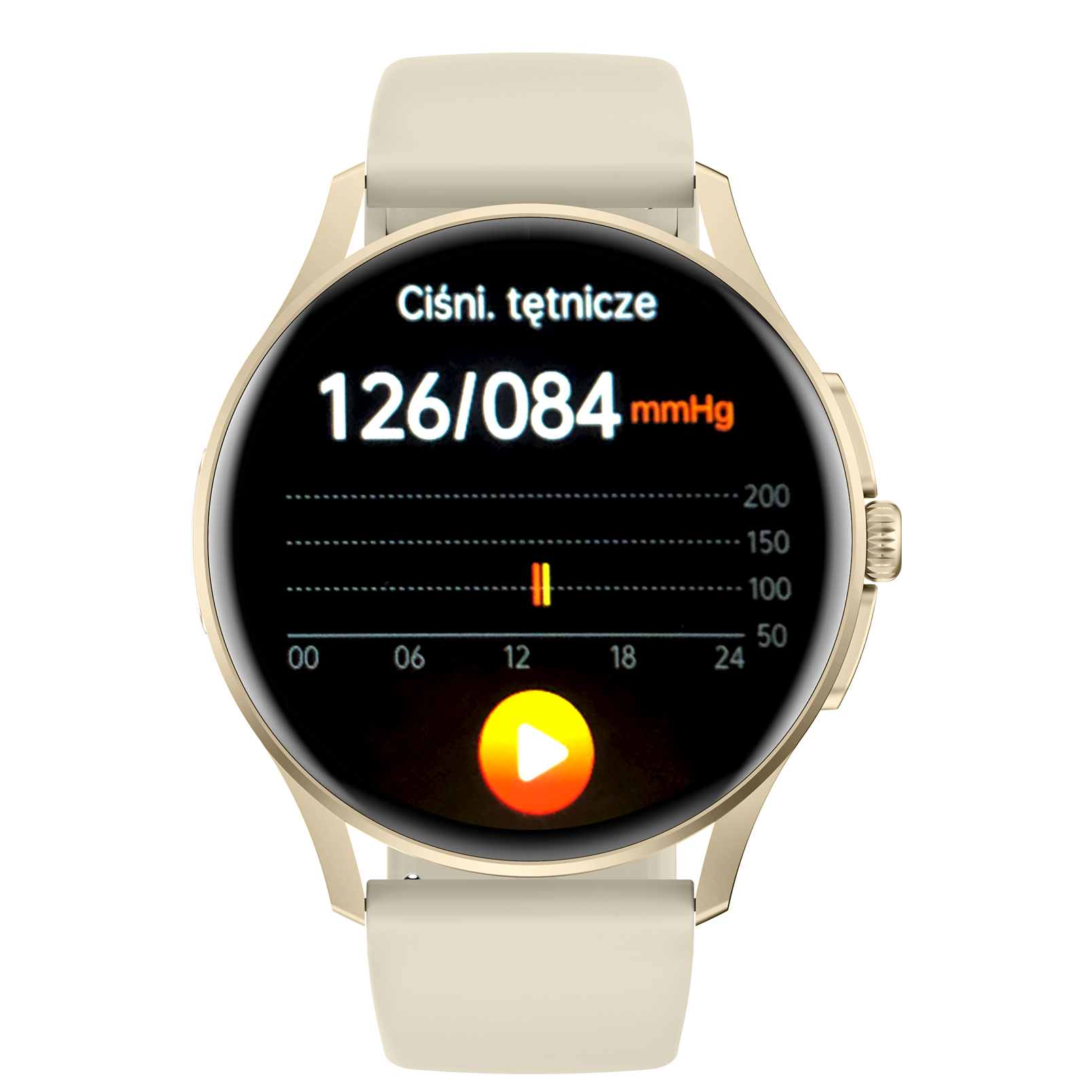 Damski smartwatch Enter Candice na złotym pasku z funkcją ciśnienia krwi