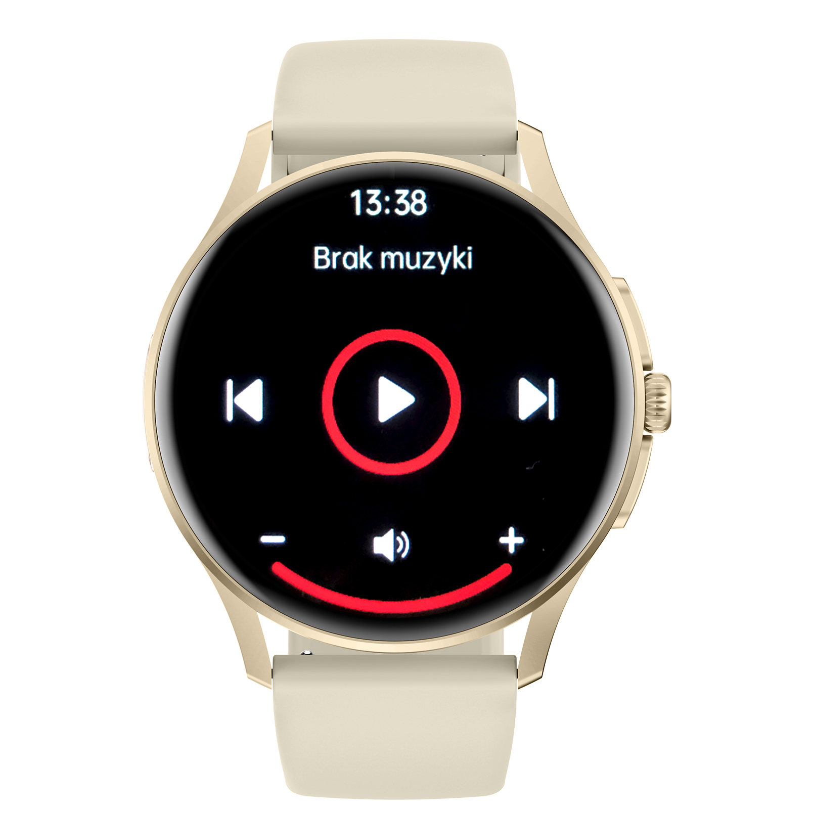 Damski smartwatch Enter Candice na złotym pasku z funkcją odtwarzania muzyki z poziomu nadgarstka