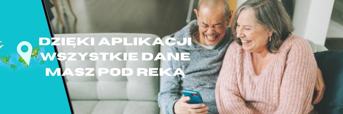 Rodzina na pikniku cieszy się czasem razem, z tekstem promującym aplikację SETracker