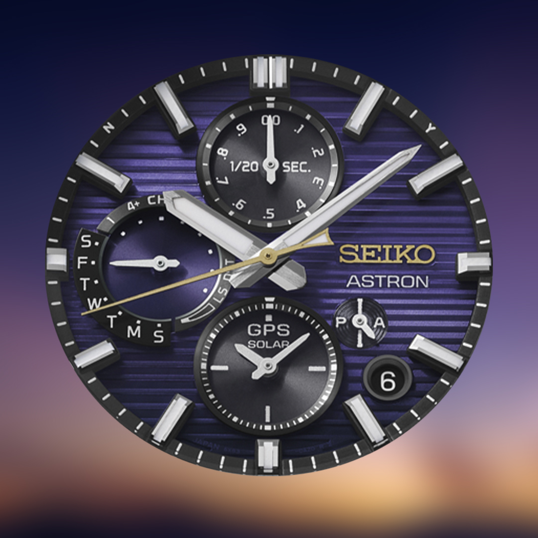 Fioletowa tarcza zegarka Seiko Astron Seiko 145th Anniversary Limited Edition