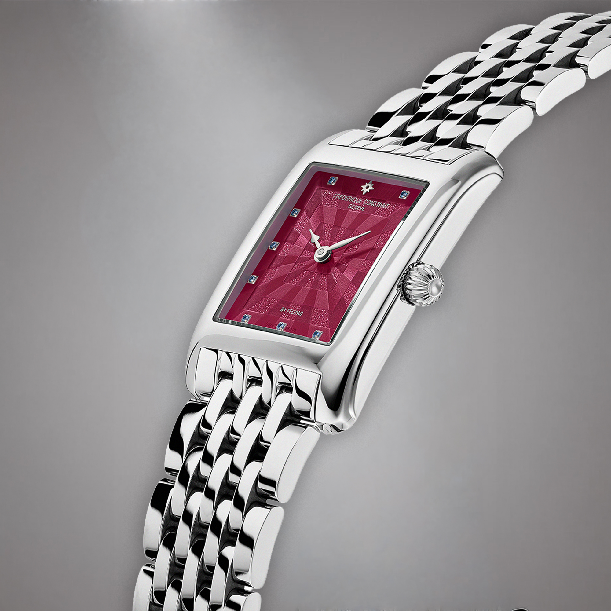 Stalowa bransoleta z radełkowaną koronką w zegarku Frederique Constant by Felipao