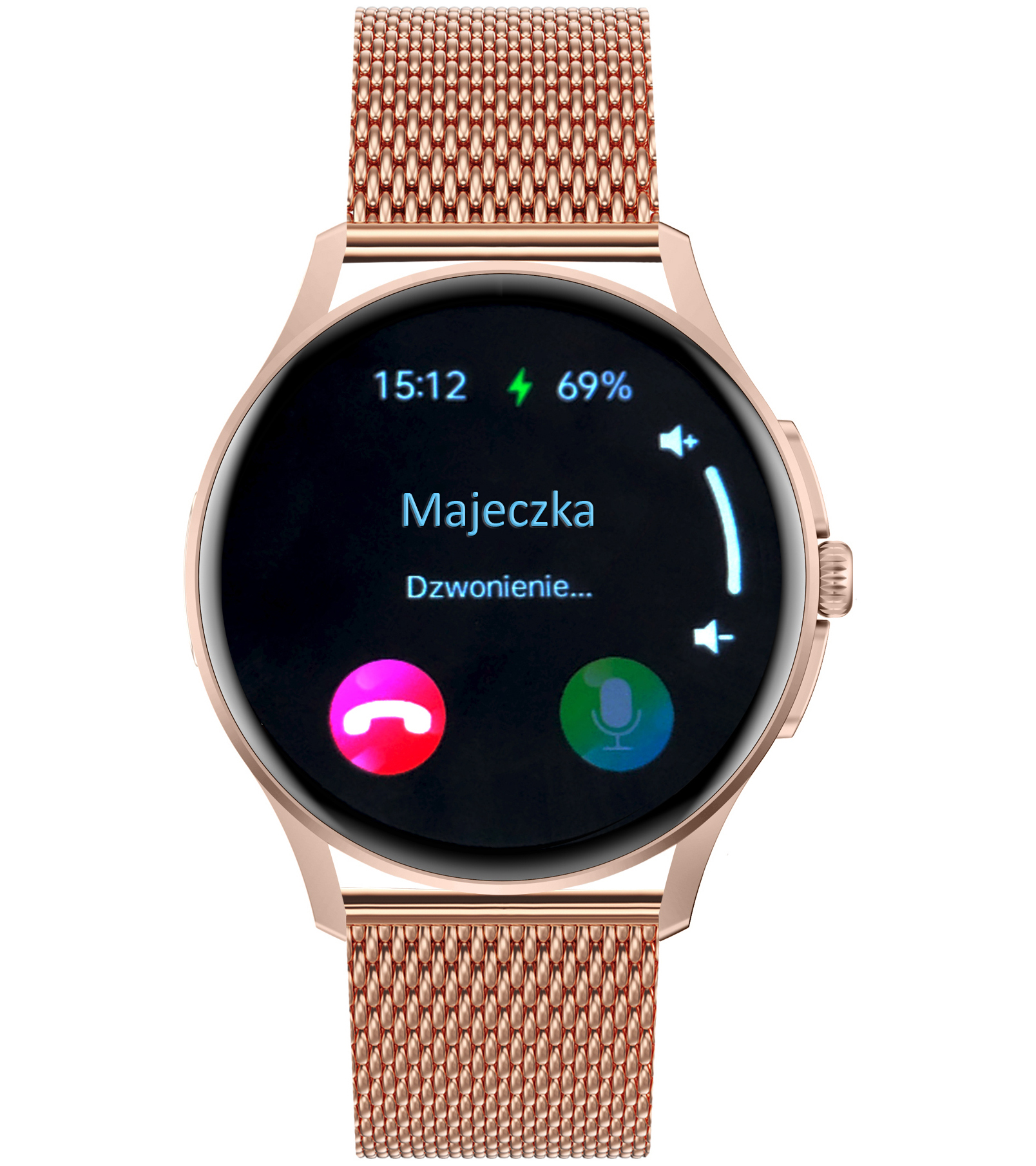 Prowadzenie rozmów w smartwatchu Enter Candice damskim na różowej bransolecie mesh