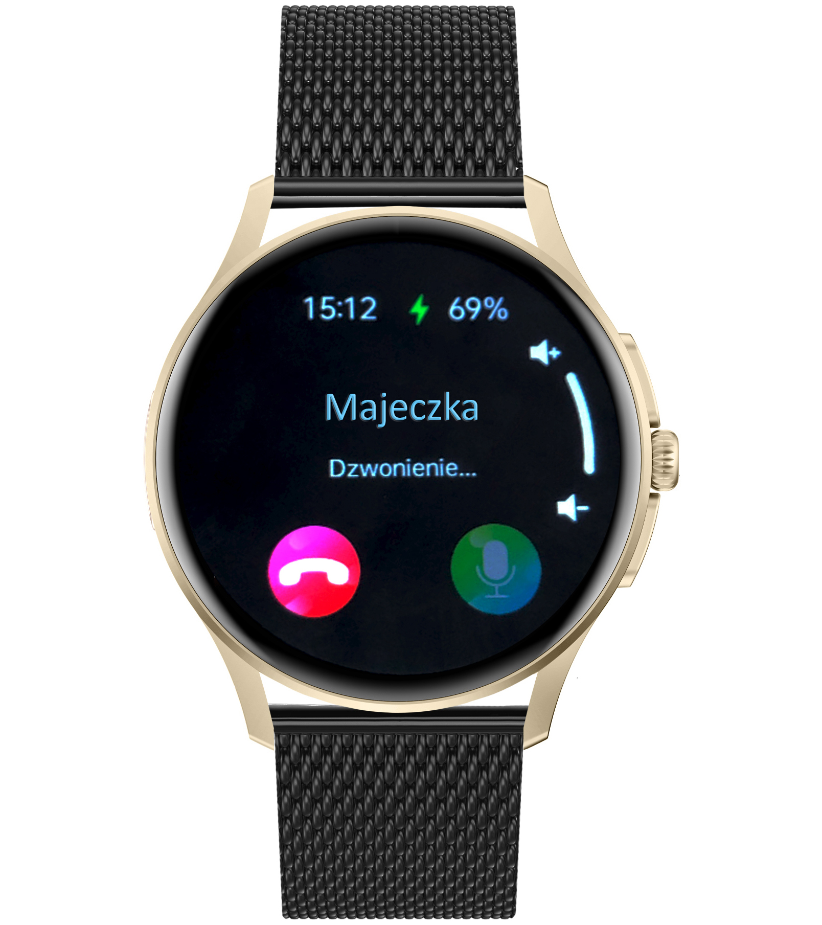 Prowadzenie rozmów w smartwatchu Enter Candice damskim na czarnej bransolecie mesh
