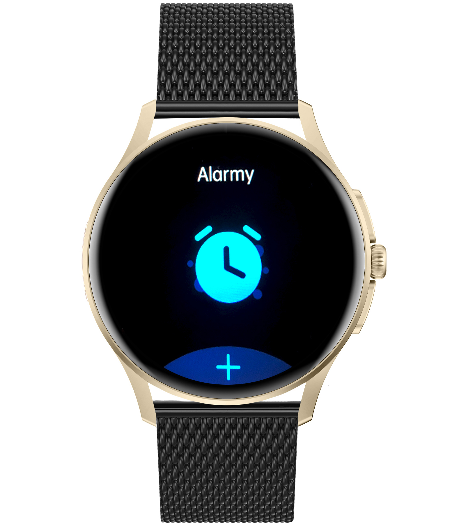Damski smartwatch Enter Candice na czarnej bransolecie mesh z możliwością ustawienia w zegarku alarmów