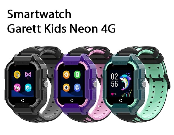 Smartwatch Garett Kids Bloom 4G RT dla dzieci, idealny do nauki i zabawy, z funkcją 4G.