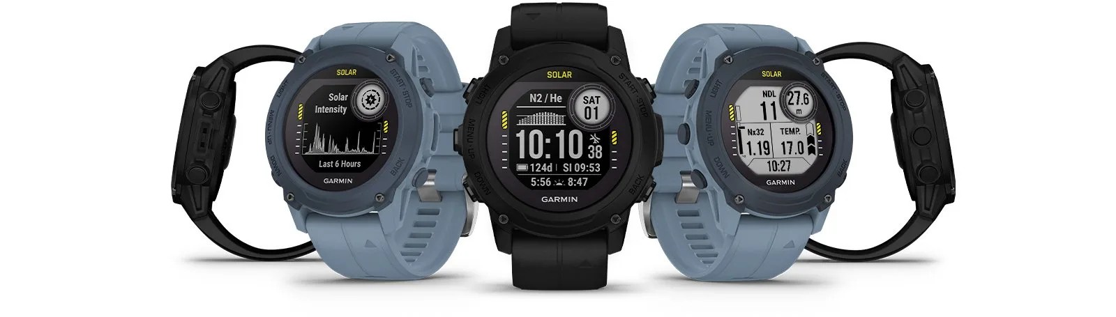 Zegarek Garmin Descent G1 Solar, idealny do nurkowania, z funkcjami GPS i solarnym ładowaniem.