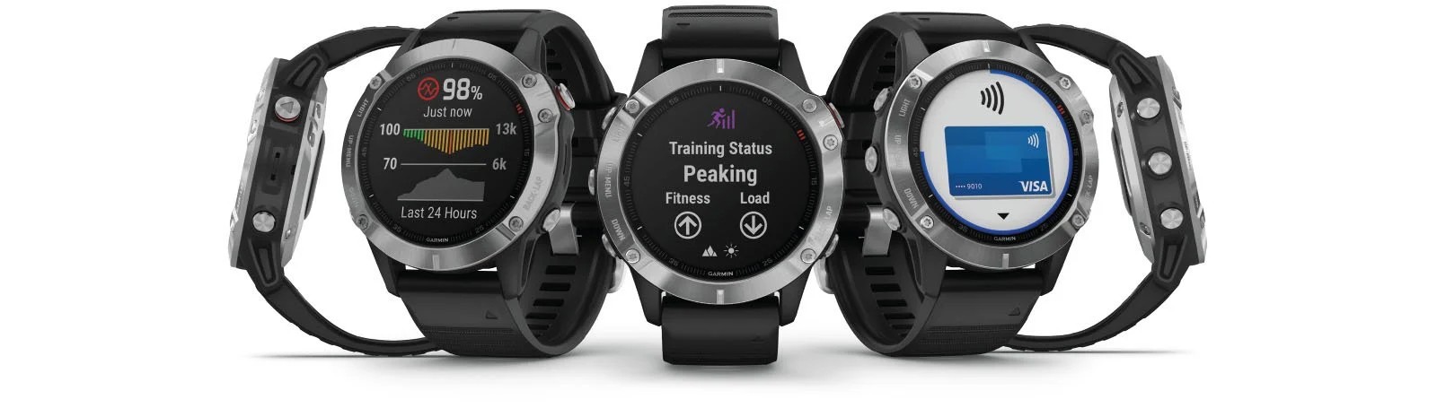 Zegarek Garmin Fenix 6 Silver Black Band z eleganckim designem i funkcjami GPS. Idealny dla aktywnych.
