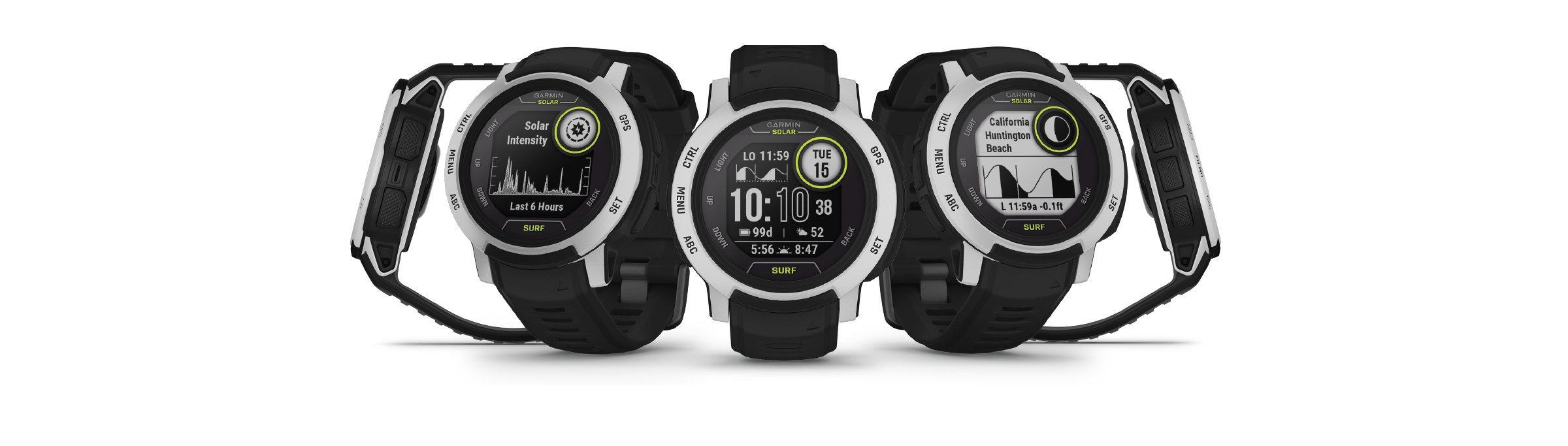 Zegarek Garmin Instinct 2 Solar - Surf Edition, idealny dla miłośników sportów wodnych.