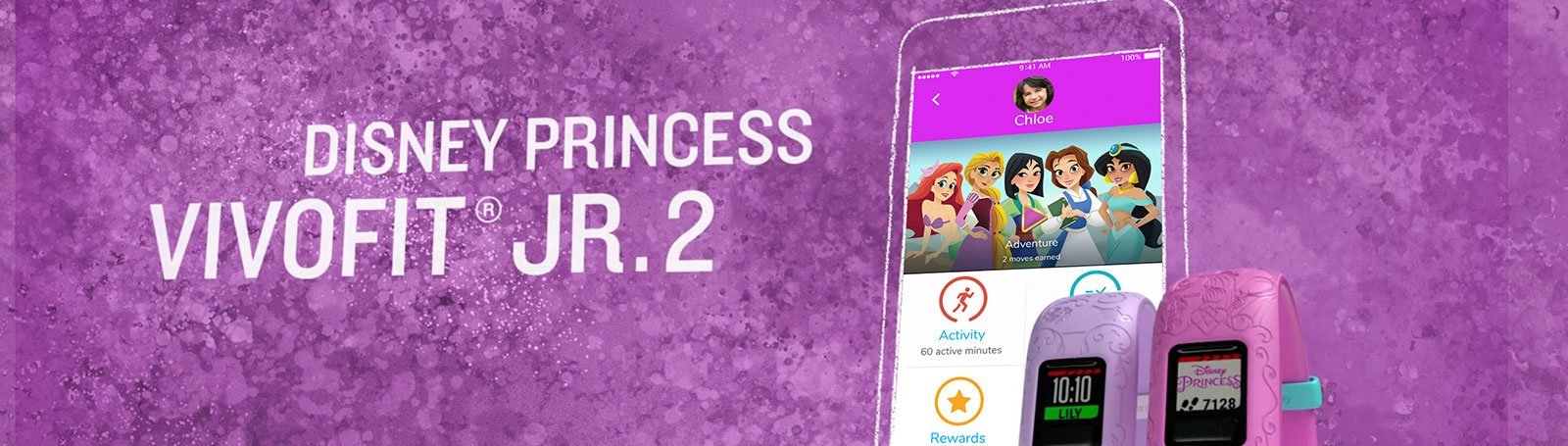 Zegarek Garmin Vivofit jr. 2 Disney dla dzieci, idealny do aktywności fizycznej i zabawy.