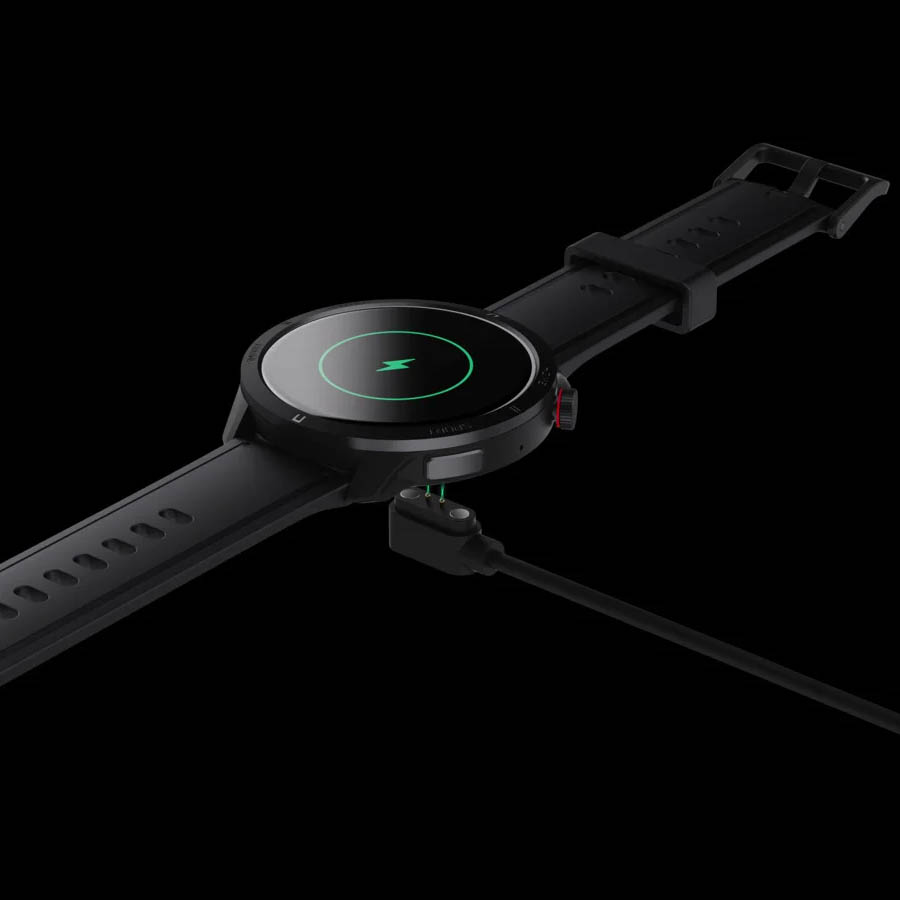 Nowoczesny smartwatch Hagen HC50 z funkcją ładowania bezprzewodowego na ciemnym tle.