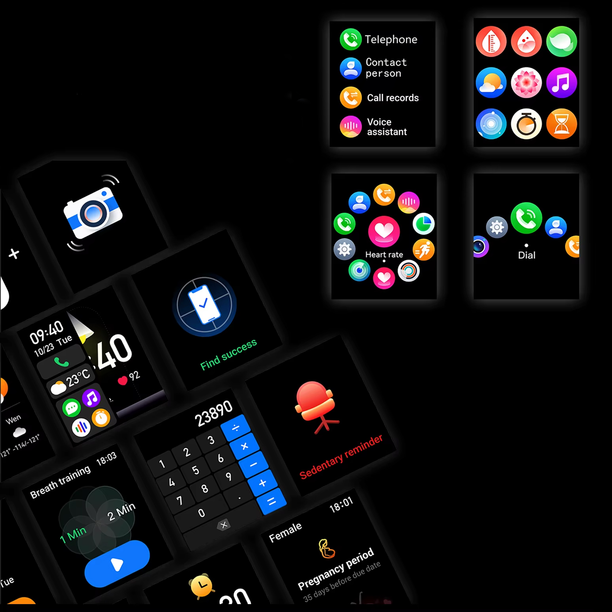Interfejsy pokazujące wiele funkcji obsługującego przez smartwatch Hagen
