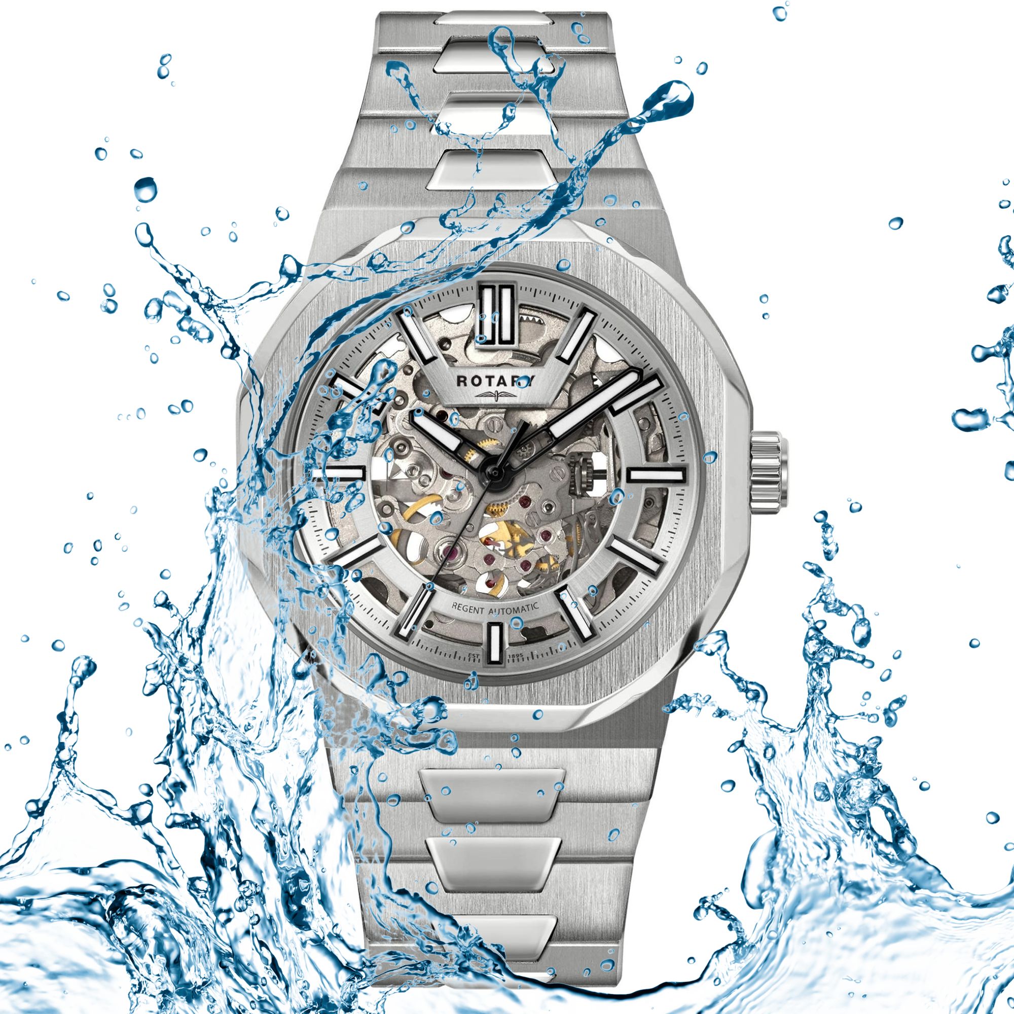 Koperta zegarka Rotary Regent Skeleton GB05495/06 z wodoszczelnością 100 m