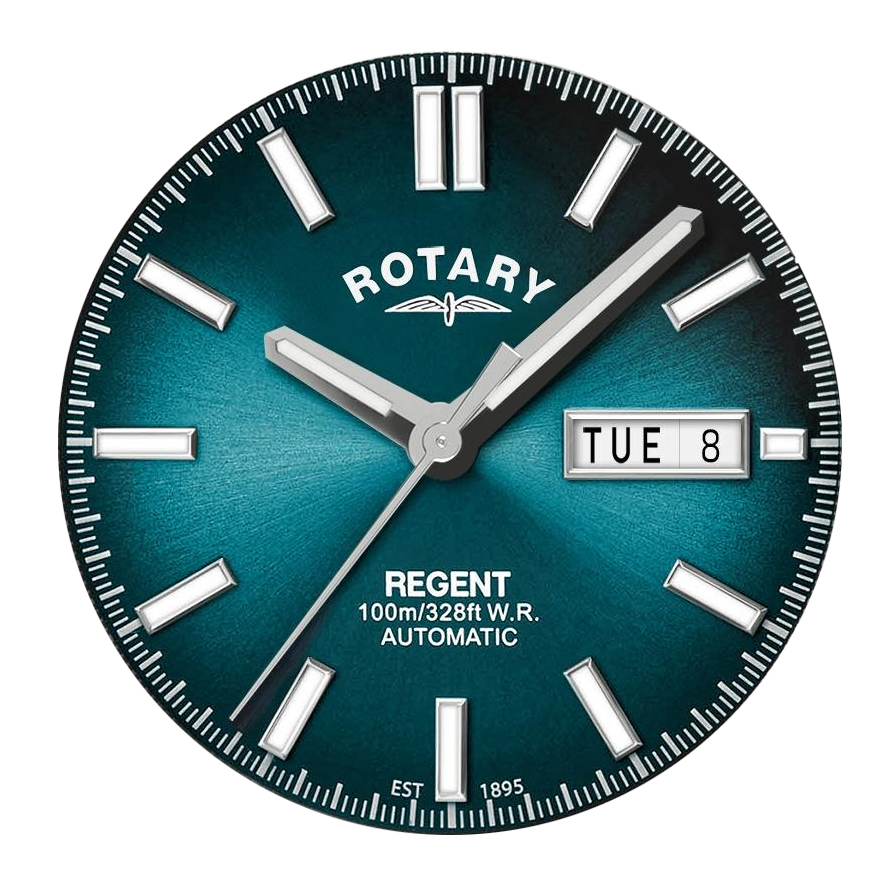 Niebieska tarcza sunray zegarka Rotary Regent GB05490/73