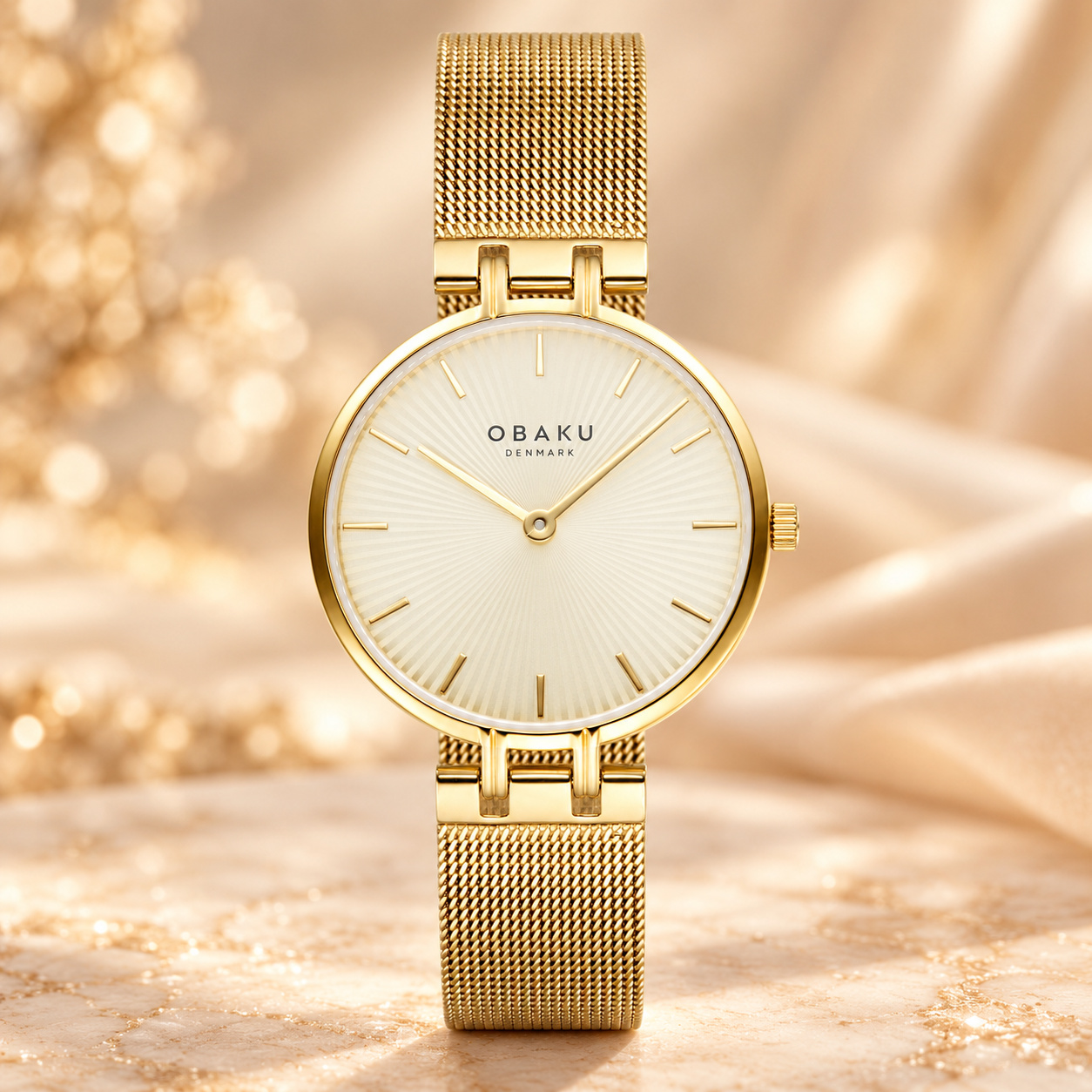 Obaku Denmark V322LXGGMG Damskie Panel - Gold zegarek damski klasyczny szafirowe