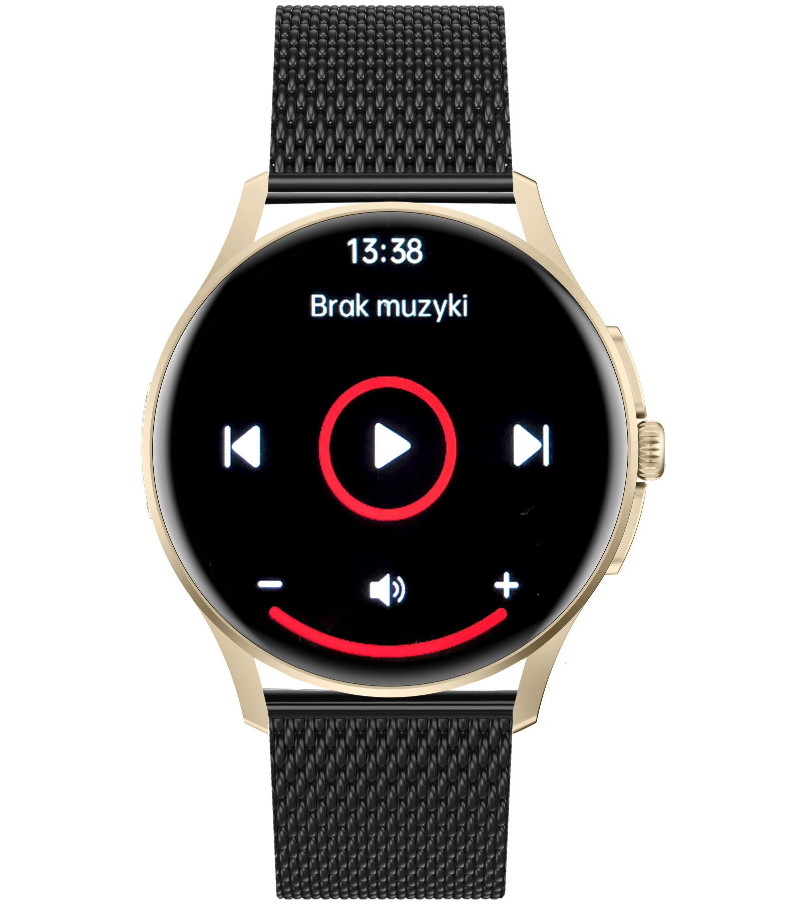 Damski smartwatch Enter Candice na czarnej bransolecie mesh z funkcją odtwarzania muzyki z poziomu nadgarstka