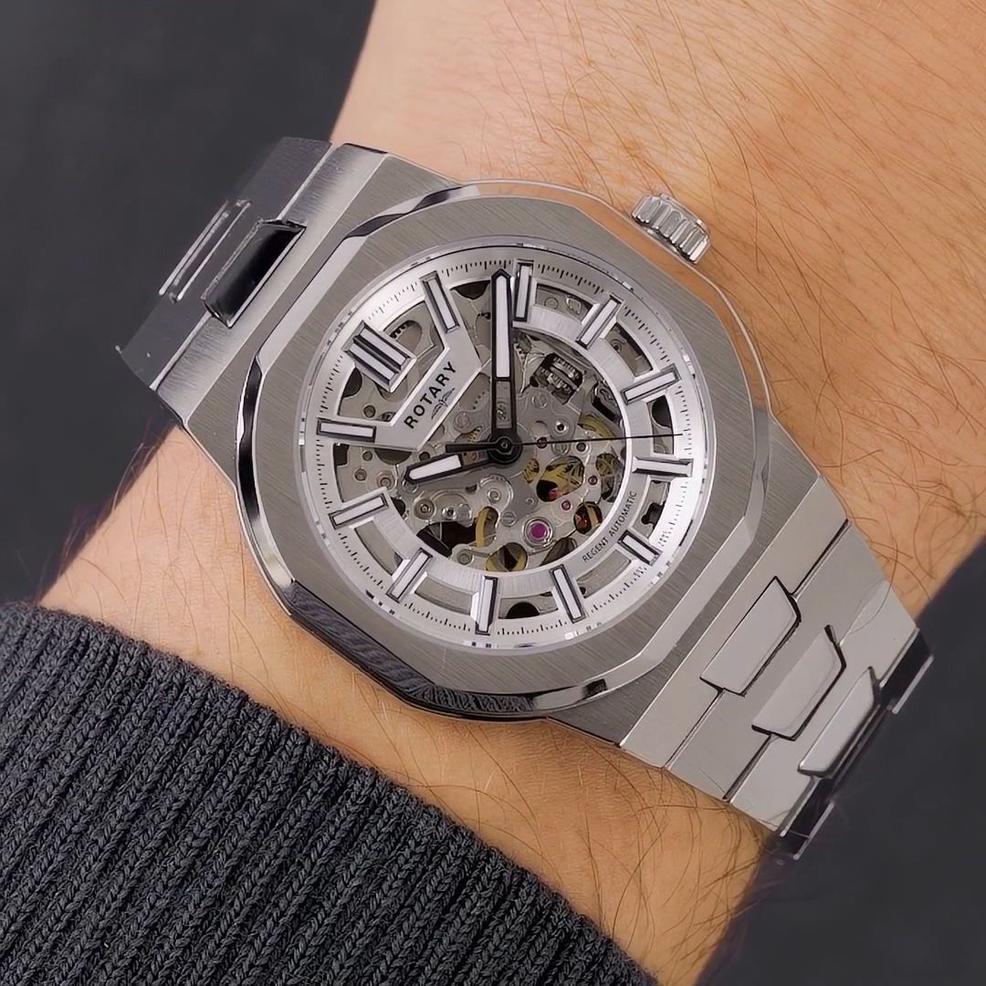 Ośmiokątna koperta zegarka Rotary Regent Skeleton GB05495/06