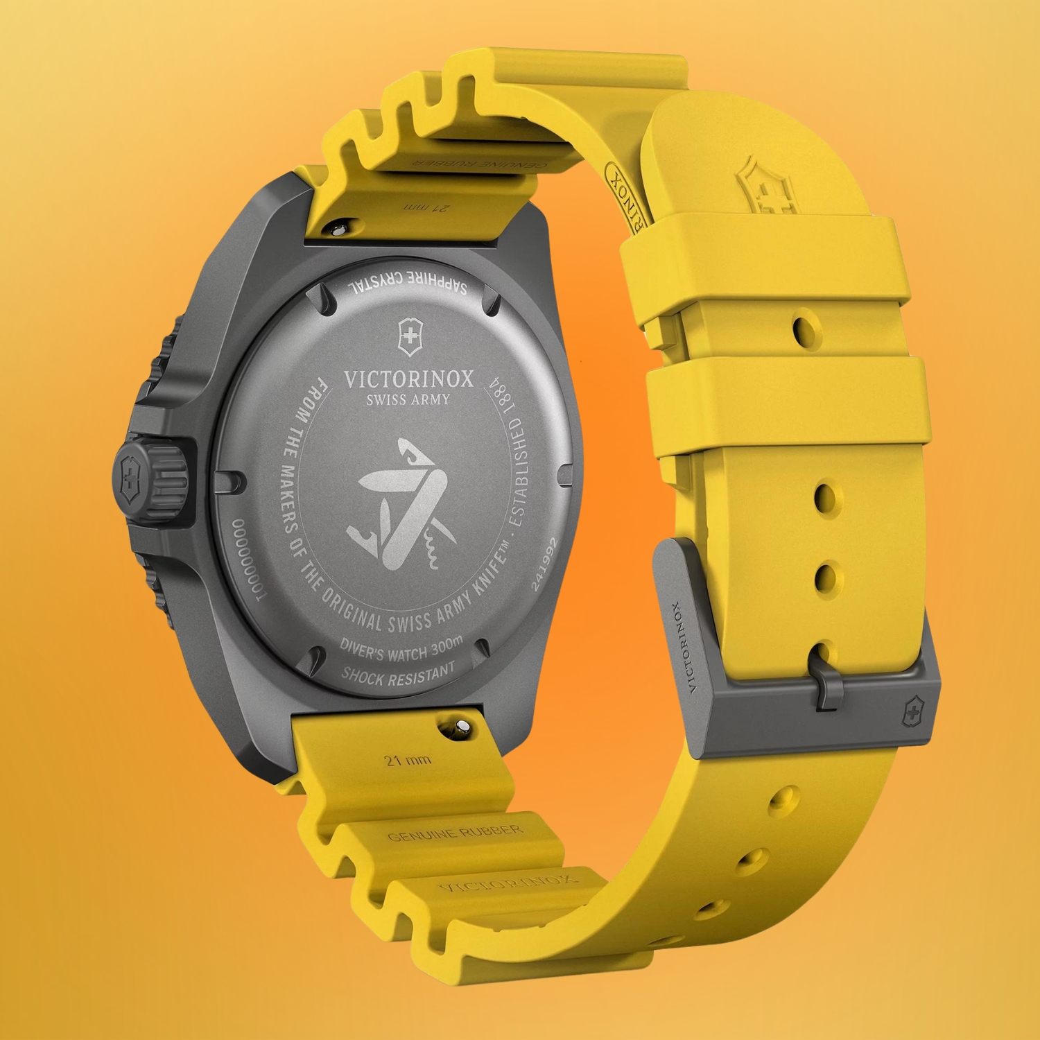 Żółty pasek w zegarku Victorinox Dive Pro Quartz Titanium