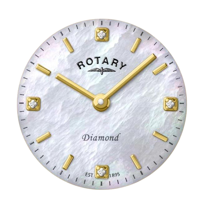 Perłowa tarcza z diamentami zegarka Rotary Diamond LB00900/41/D