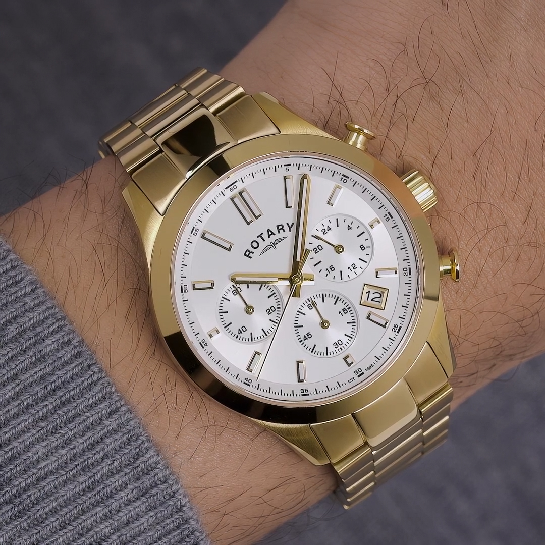 Przyciski chronografu zegarka Rotary Heritage Chronograph RGB10056/70