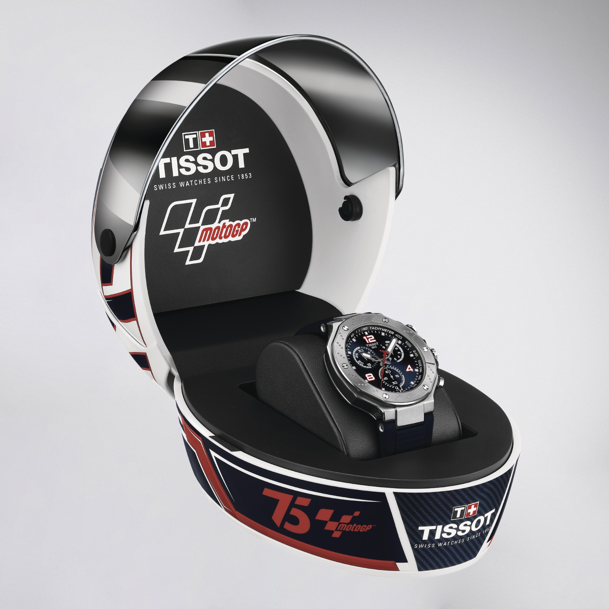 Pudełko w kształcie kasku motocyklowego Tissot T-Race MotoGP Chronograph Quartz 2024 Limited Edition T141.417.17.047.00