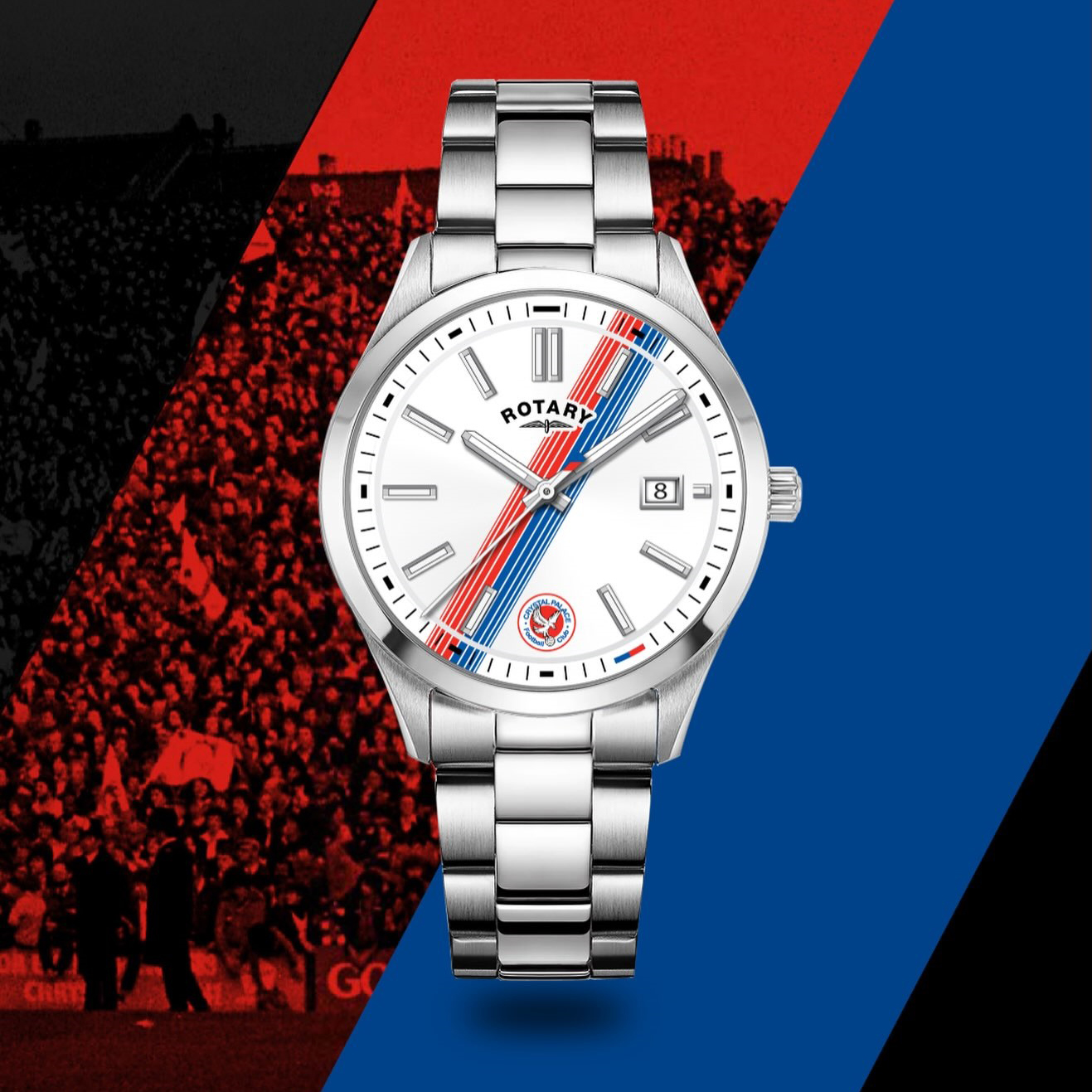 Rotary x Crystal Palace Heritage Sash RGB10026/01-CPFC - biała tarcza z ukośną czerwono-niebieską szarfą