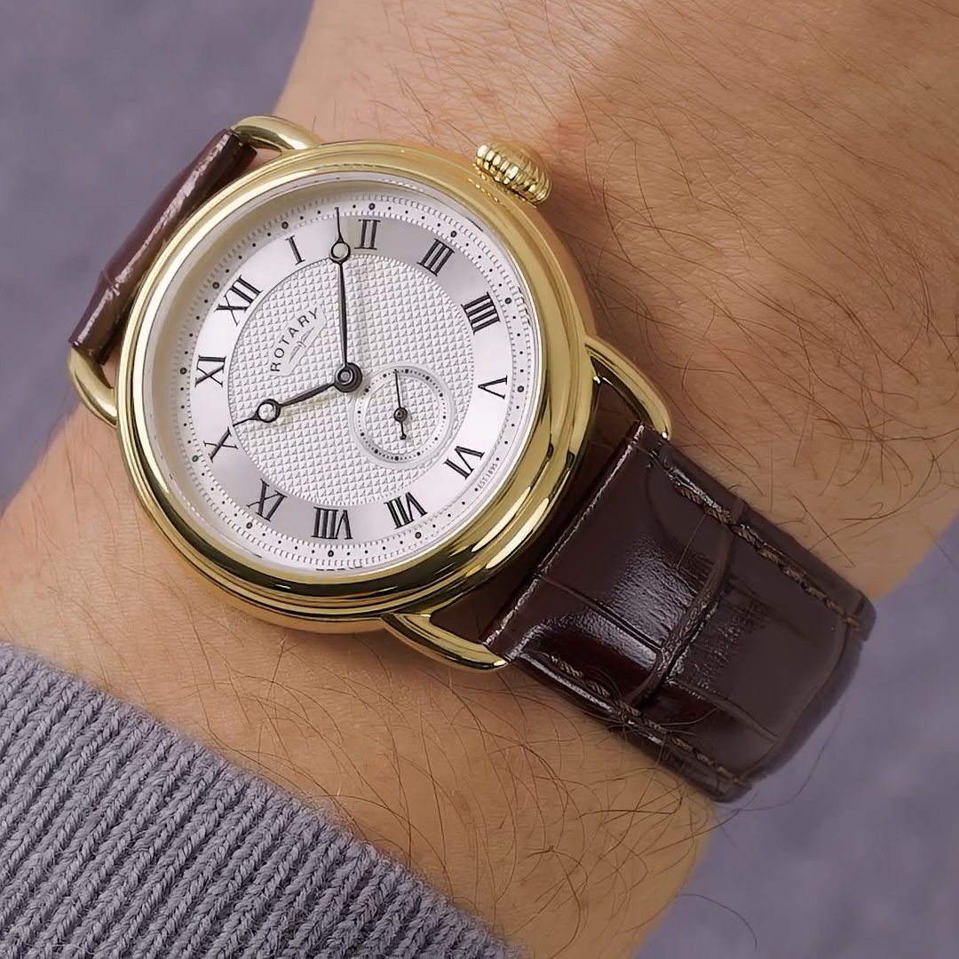 Rzymskie cyfry i wskazówki Breguet zegarka Rotary Heritage RGS10014/06