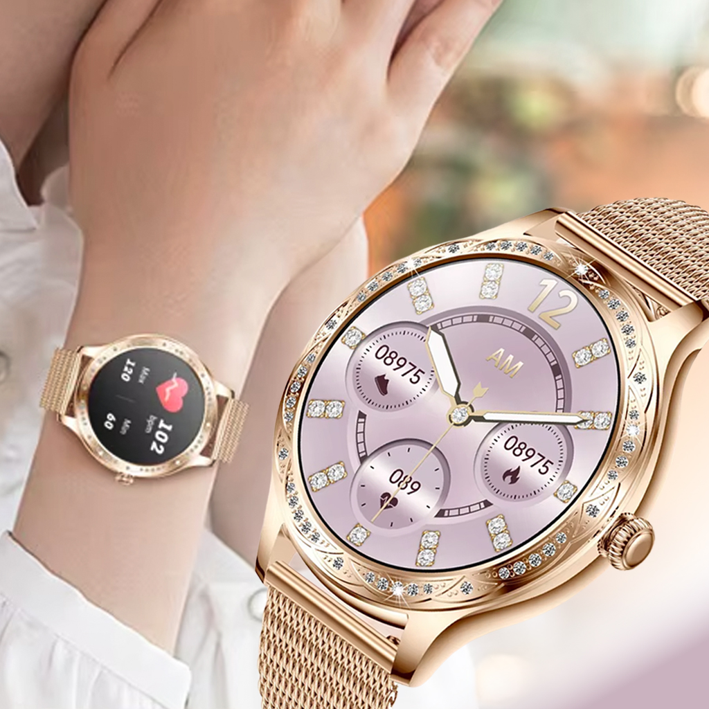 Smartwatch Hagen z funkcją pomiaru tętna, natlenia krwi  i pomiarem ciśnienia na damskim nadgarstku