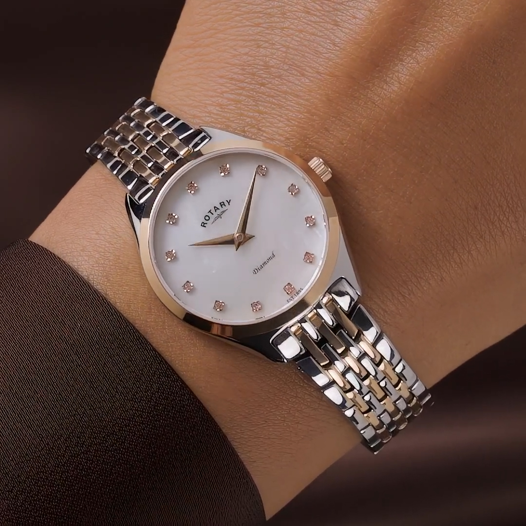 Smukły profil zegarka Rotary Ultra Slim Diamond LB08012/41/D