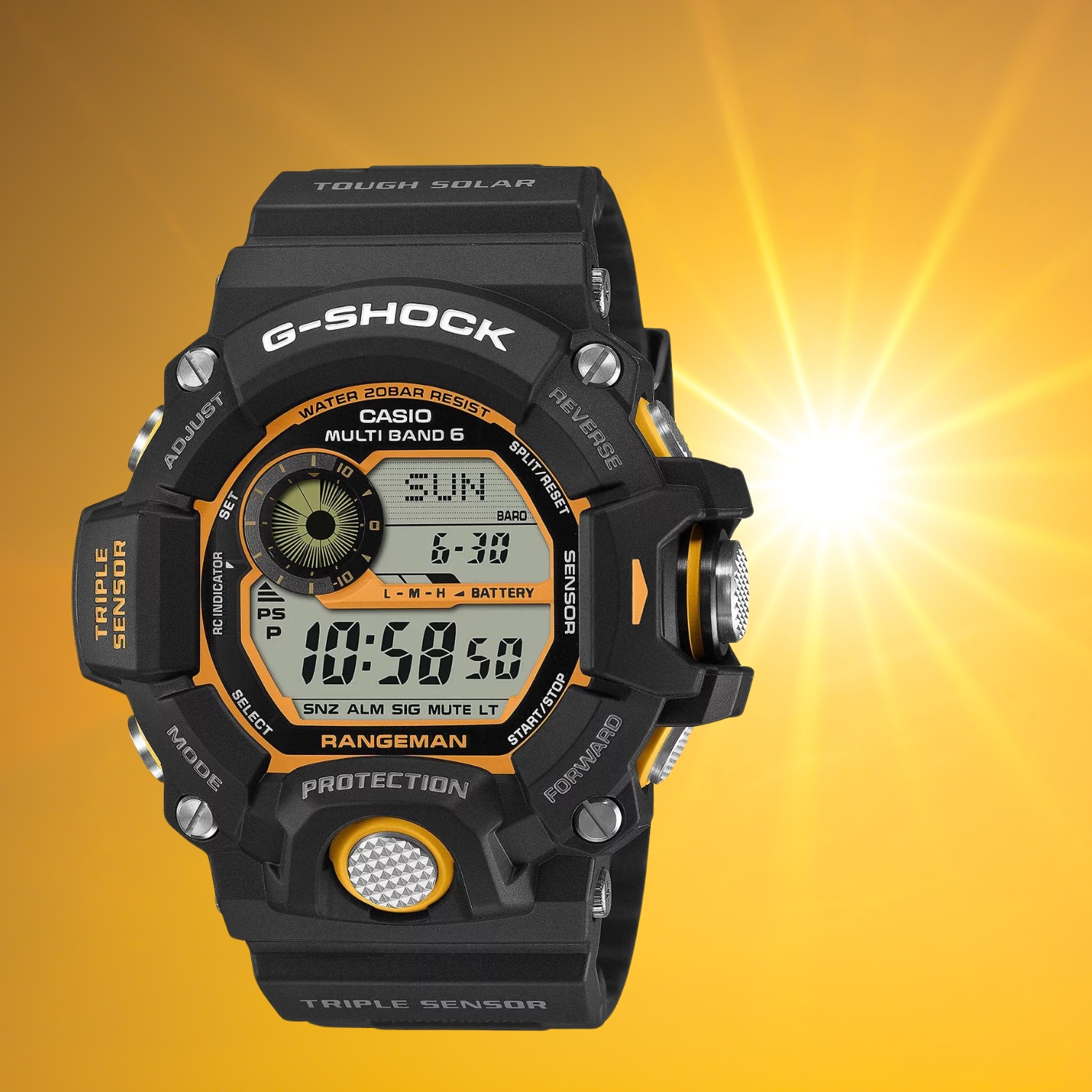 Zegarek G-SHOCK Casio RANGEMAN GW-9400Y-1ER z funkcją ładowania światłem