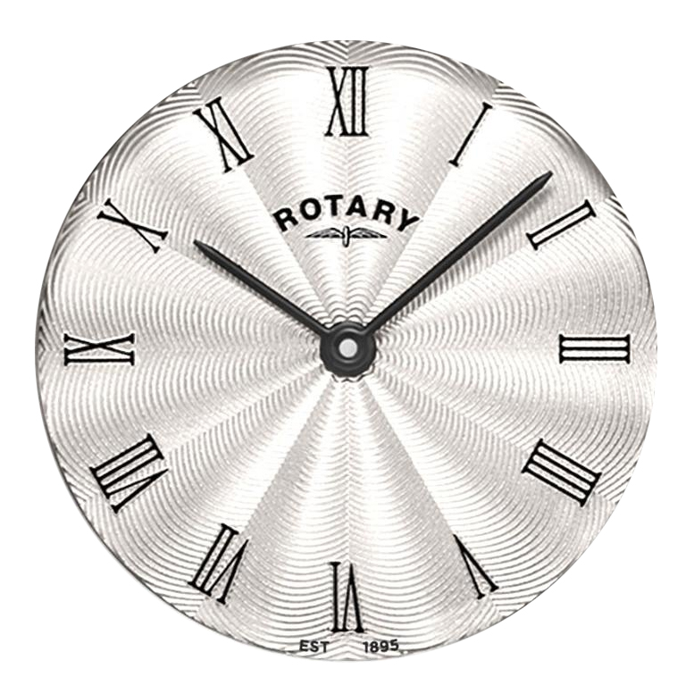Srebrna tarcza guilloche w złotej kopercie zegarka Rotary Ultra Slim LS08013/01