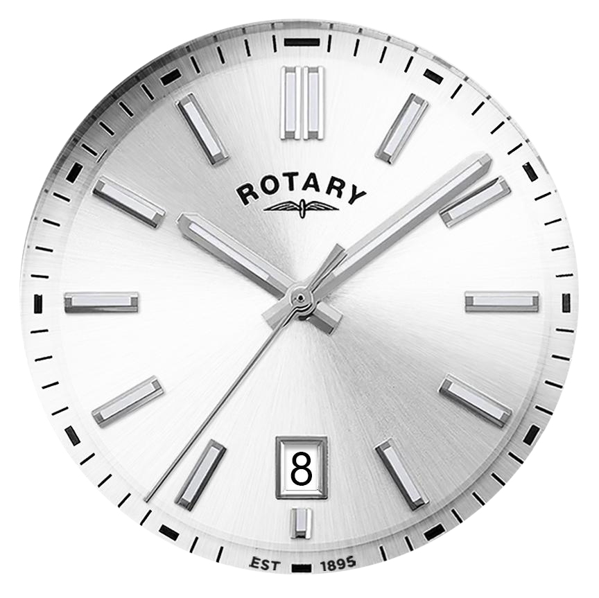 Srebrna tarcza sunray zegarka Rotary GB05520/06