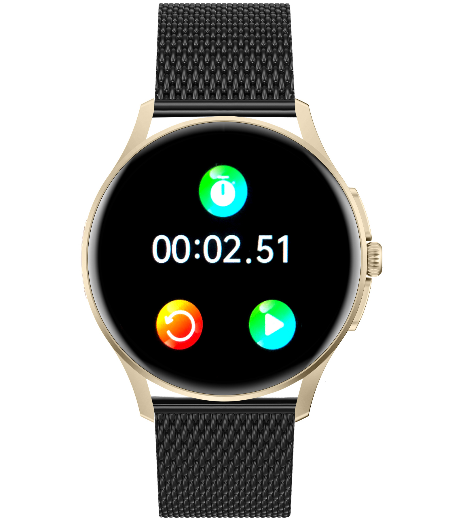 ZDamski smartwatch Enter Candice na czarnej bransolecie mesh z funkcją stopera pozwalającym zmierzyć czas