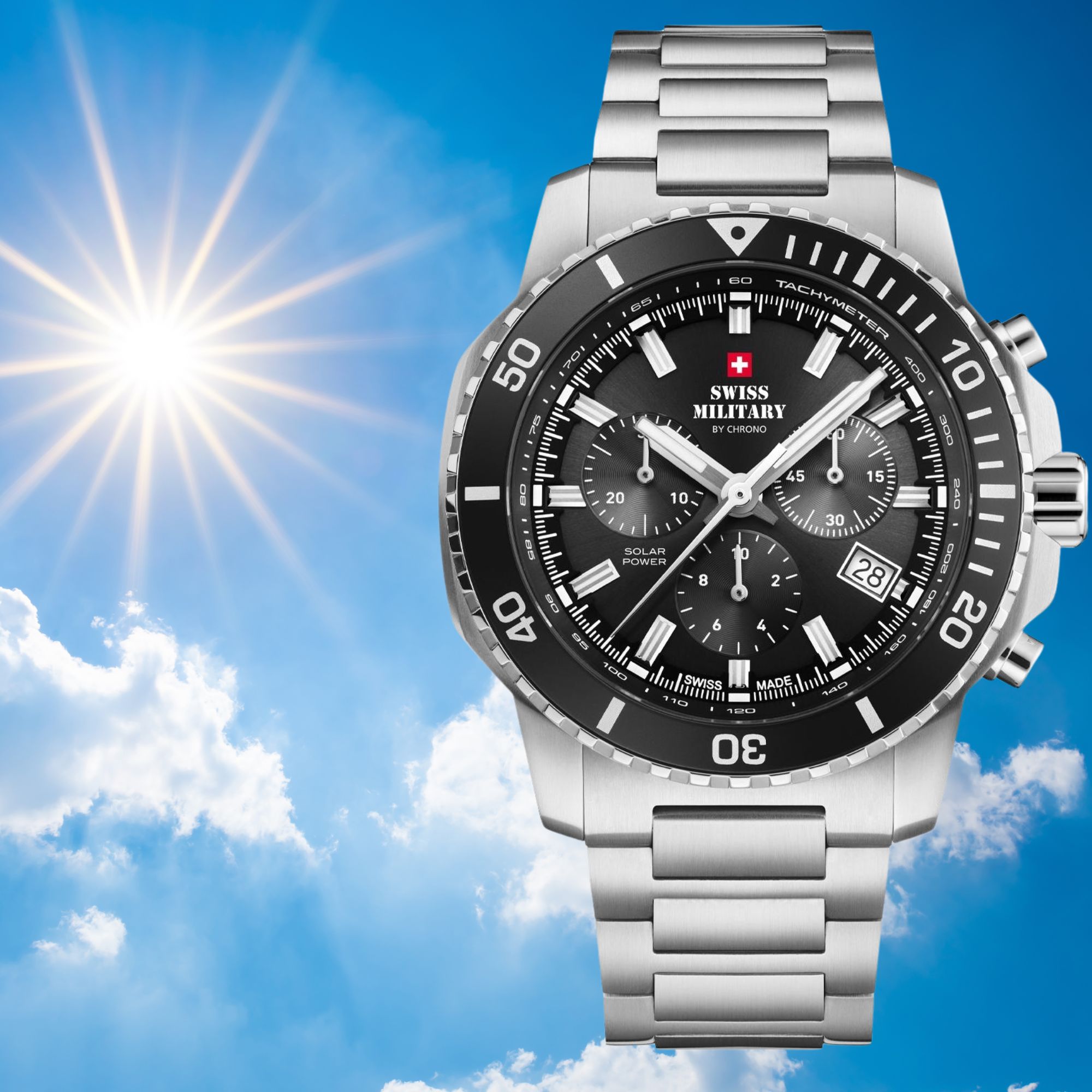 Zegarek z mechanizmem solarnym Ronda Solartech 2040.D