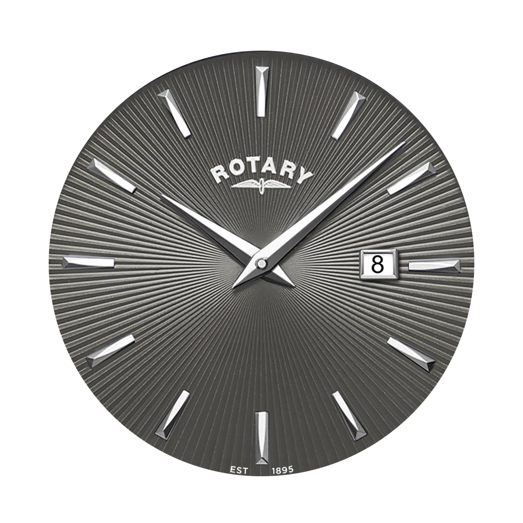 Szara tarcza guilloche zegarka Rotary Ultra Slim GB08010/74