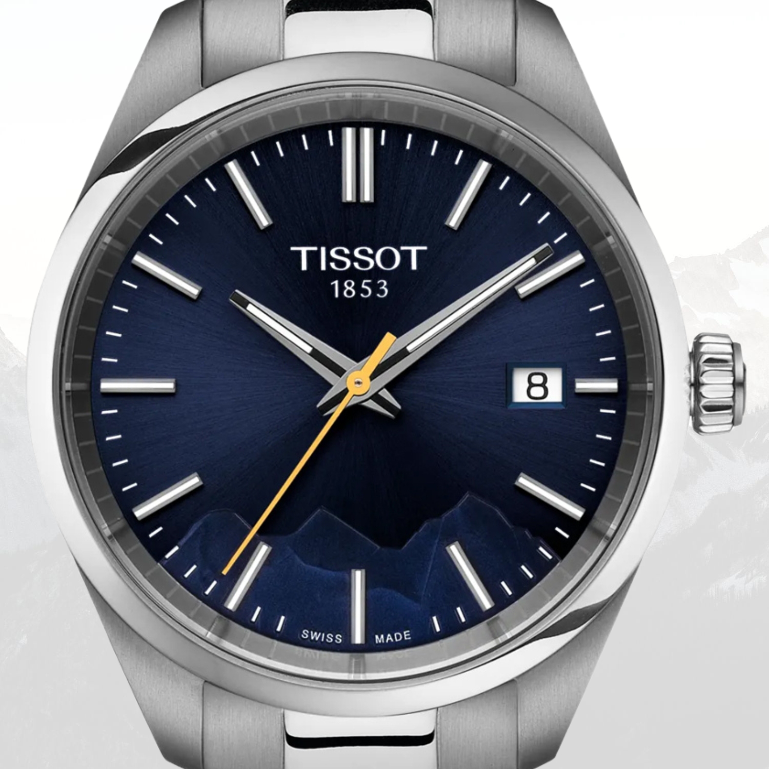 Niebieska tarcza zegarka Tissot PR 100 Jungfraubahn Quartz 34mm T150.210.11.041.01