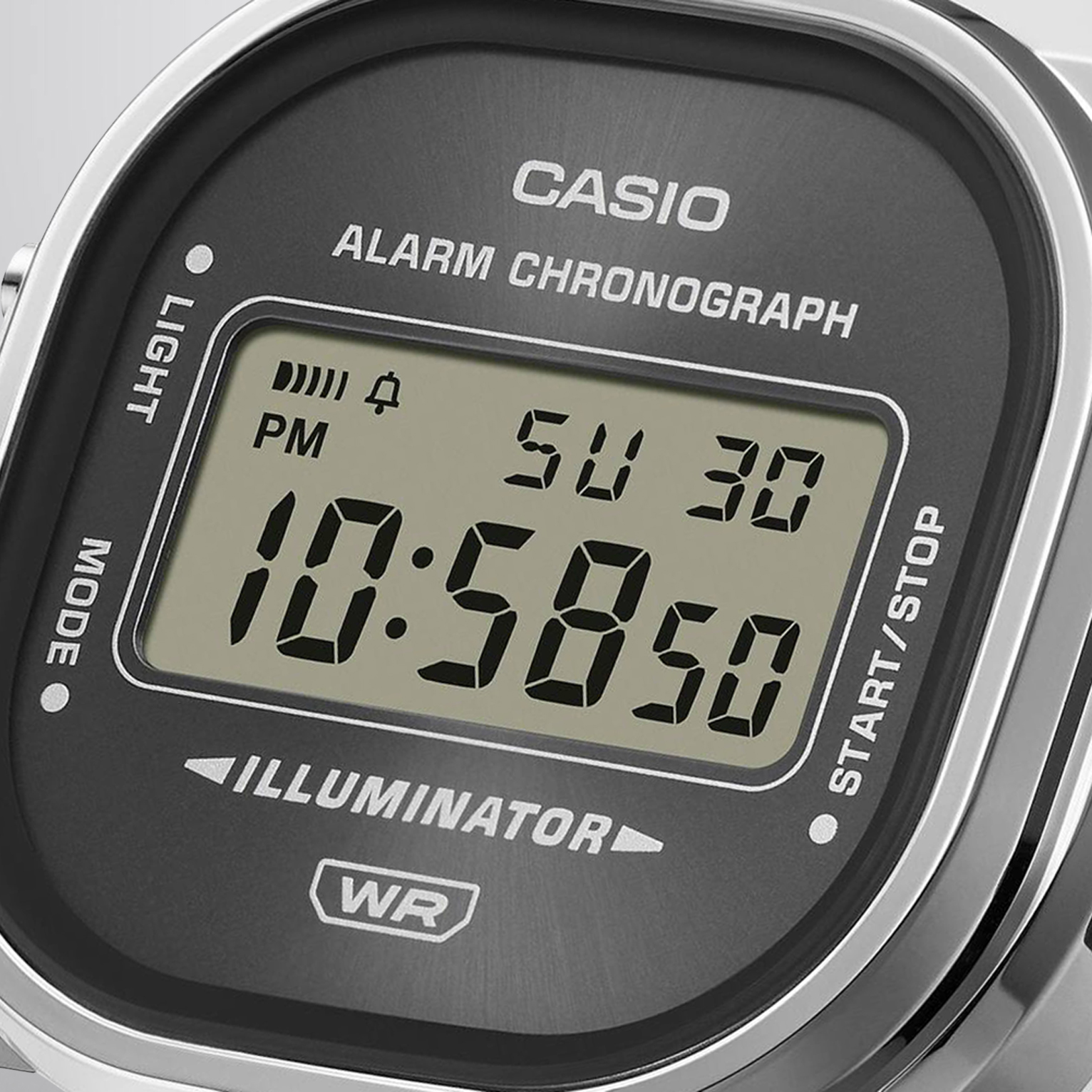 Szara tarcza ze szlifem słonecznym w zegarku Casio Vintage