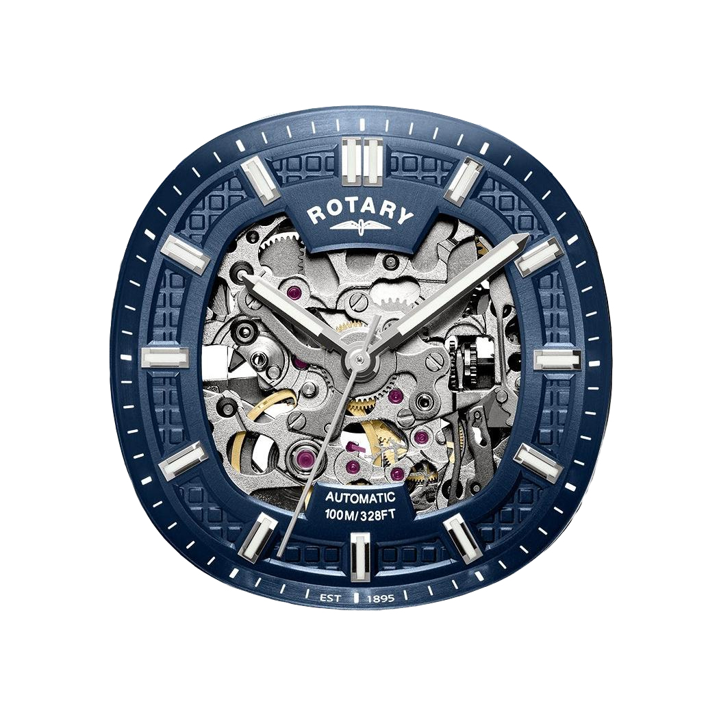 Niebieska szkieletowa tarcza zegarka Rotary Apex Skeleton RGB10079/05