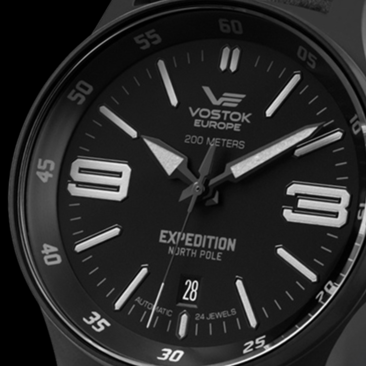 Czytelna tarcza w zegarku Vostok Europe Expedition North Pole 1 Automatic 43mm YN55-592C556 