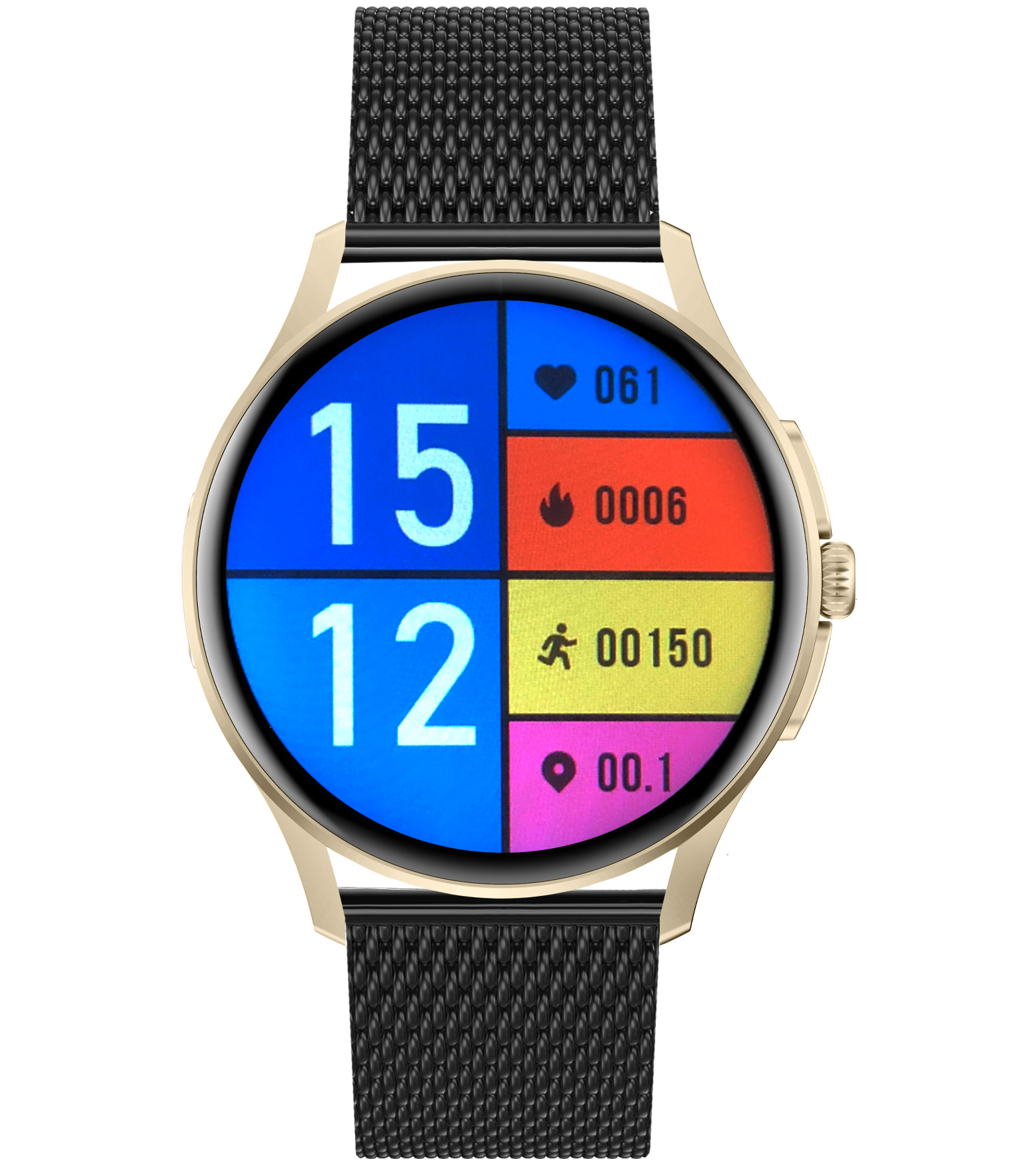 Damski smartwatch Enter Candice na czarnej bransolecie mesh z wbudowaną technologią Lights On, dzięki której zawsze jest widoczna tarcza