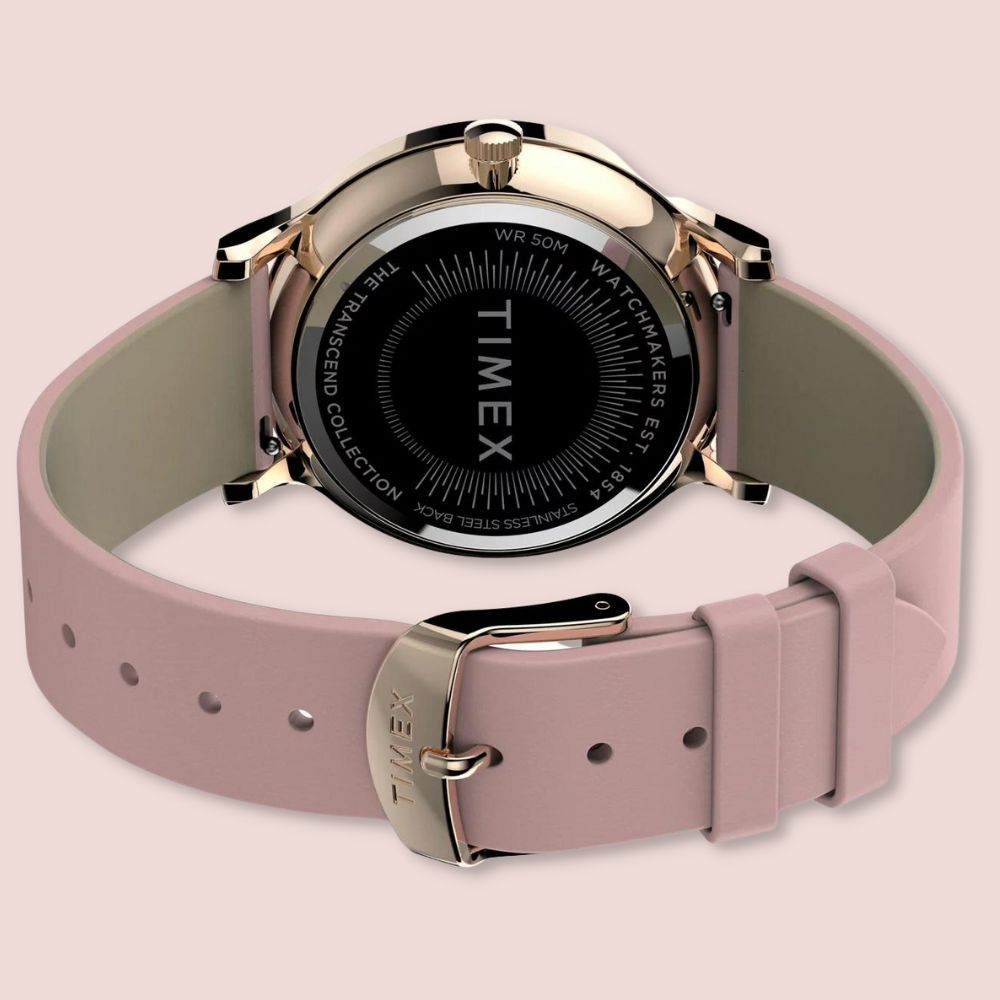 Zegarek damski Timex TW2T74300 zawieszony na skórzanym różowym pasku