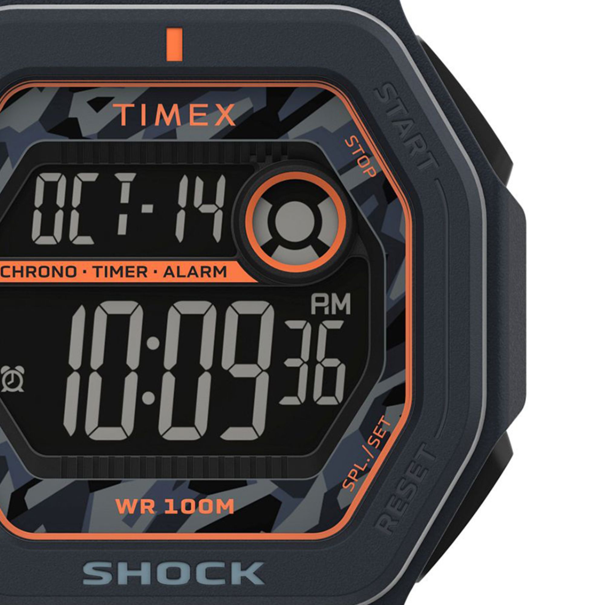 Zegarek sportowy Timex z szarą kopertą o matowym wykończeniu oraz szarym wzorem wokół tarczy