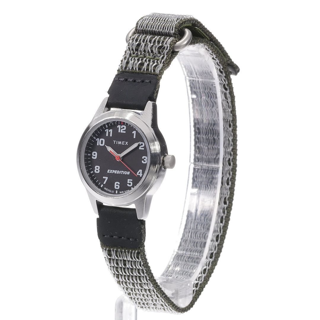 Zegarek damski marki Timex z zapięciem na rzepe i materiałowym paskiem