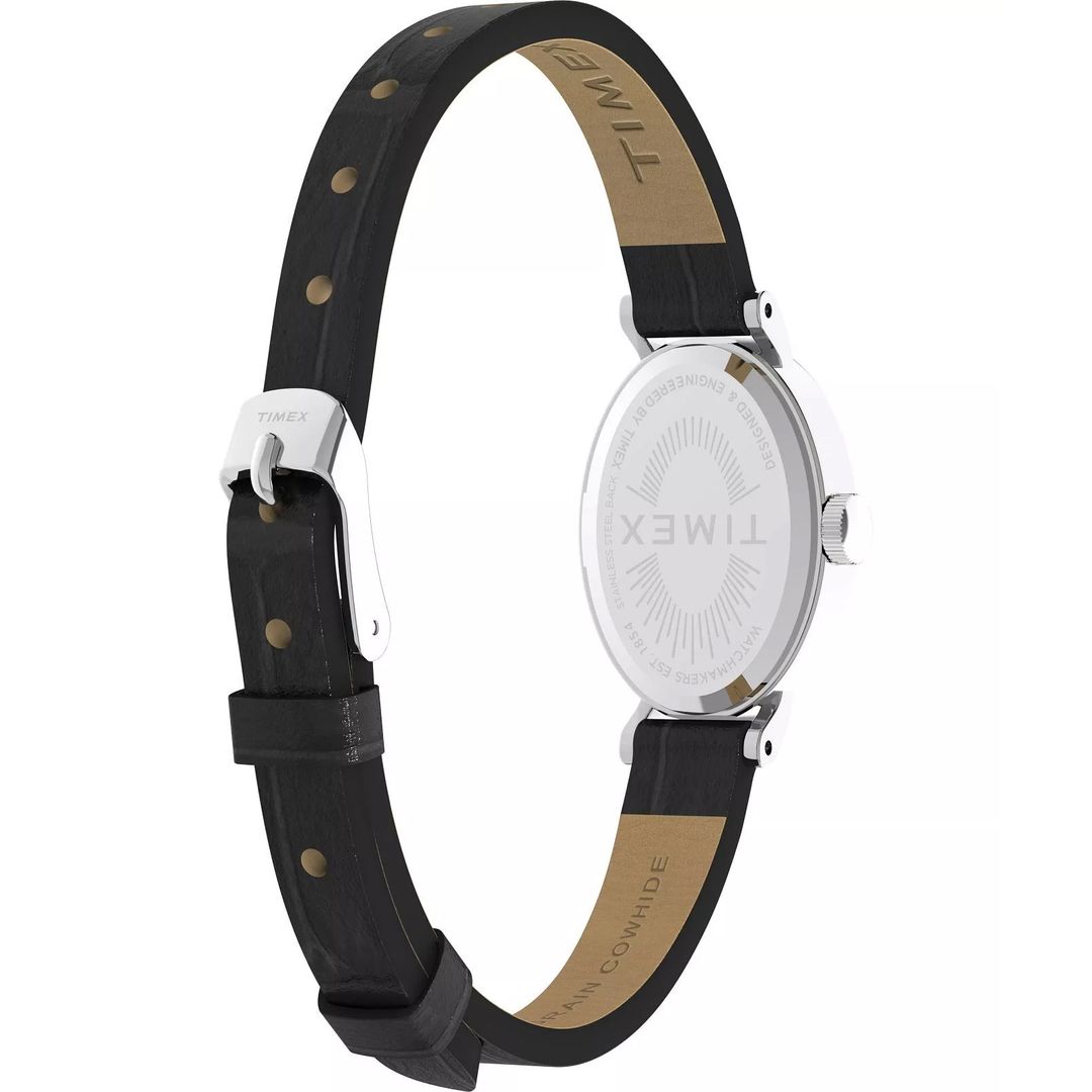 Zegarek Timex na cienkim, czarnym pasku ze skóry z zapięciem na sprzączkę