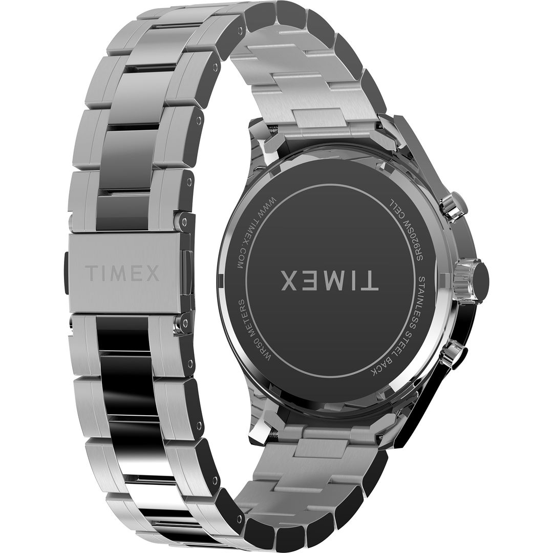 Zegarek Timex na stalowej bransolecie w srebrnym kolorze z zapięciem na sprzączkę