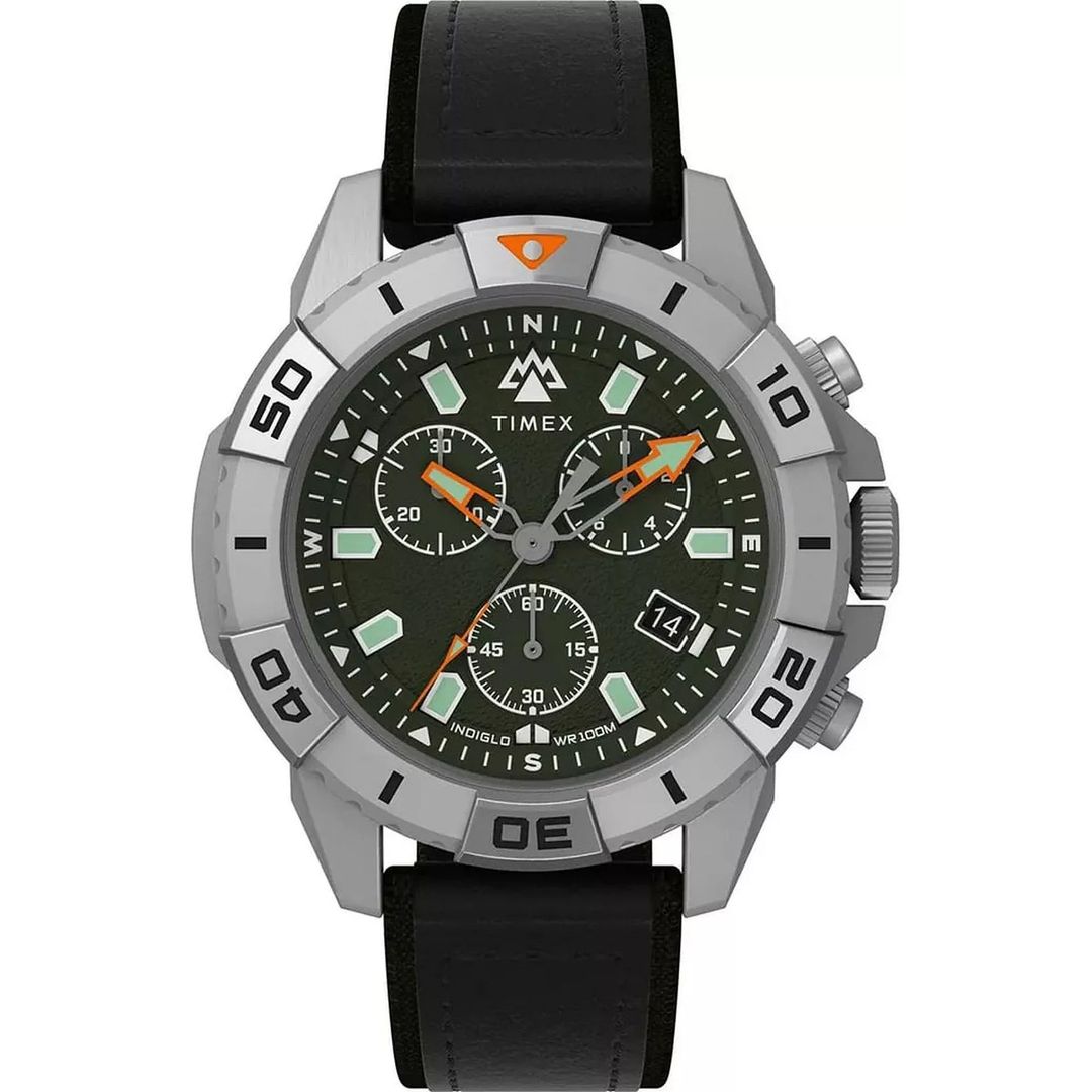 zegarek Timex TW2W16100 Black Leather Strap 42mm